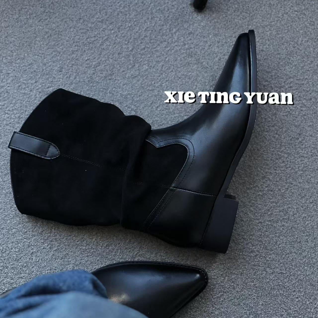 微瑕西部加绒堆堆靴骑士靴1672