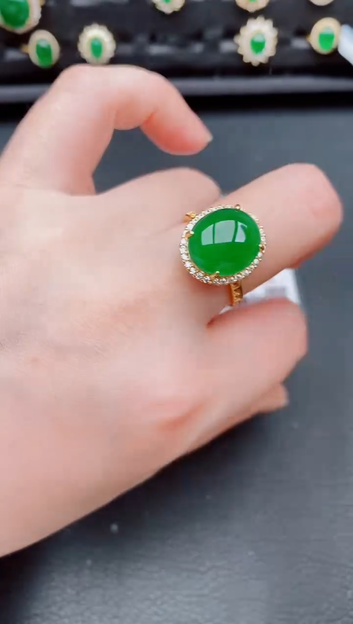 【闪购商品】翡翠戒指银S925镶嵌天然a货翡翠277