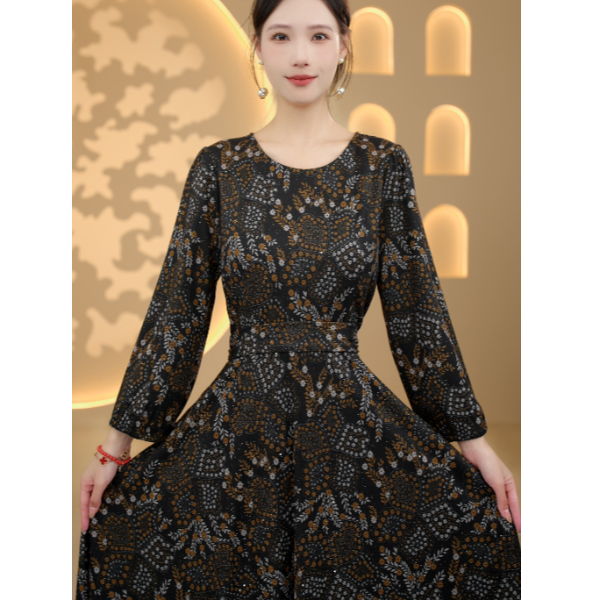 杭州原版正品新款时尚显瘦气质中长款连衣裙LYQ251566