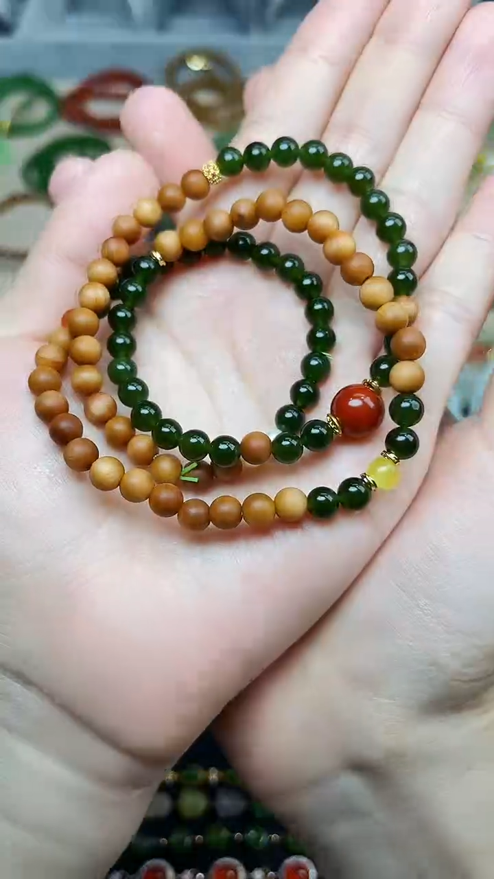 手串未镶嵌和田玉碧玉多圈手串06