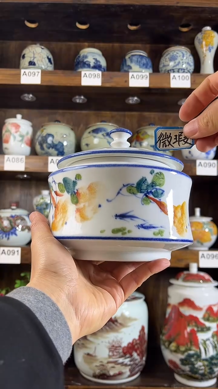 【闪购商品】纯手工手绘福禄有余储物罐