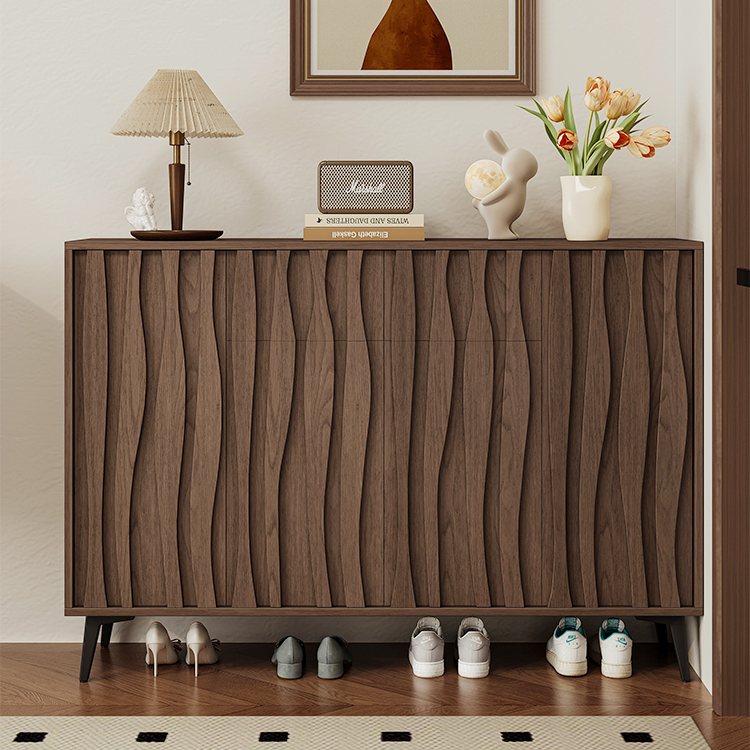 新中式实木鞋柜门口入户中古风大容量储藏鞋柜隔断玄关家用靠墙柜