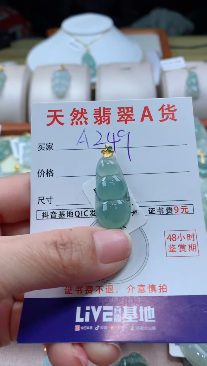 【闪购商品】翡翠颈饰18K金镶嵌天然A货翡翠挂件