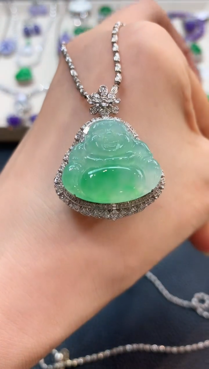 翡翠18K金镶嵌吊坠(不含链)n76春日珠宝