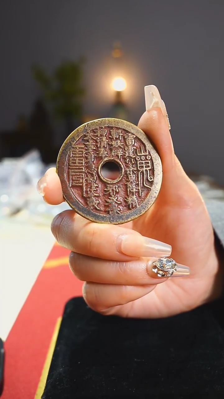 【闪购商品】铜外圆内圆山鬼背八卦/4.8cm/0257