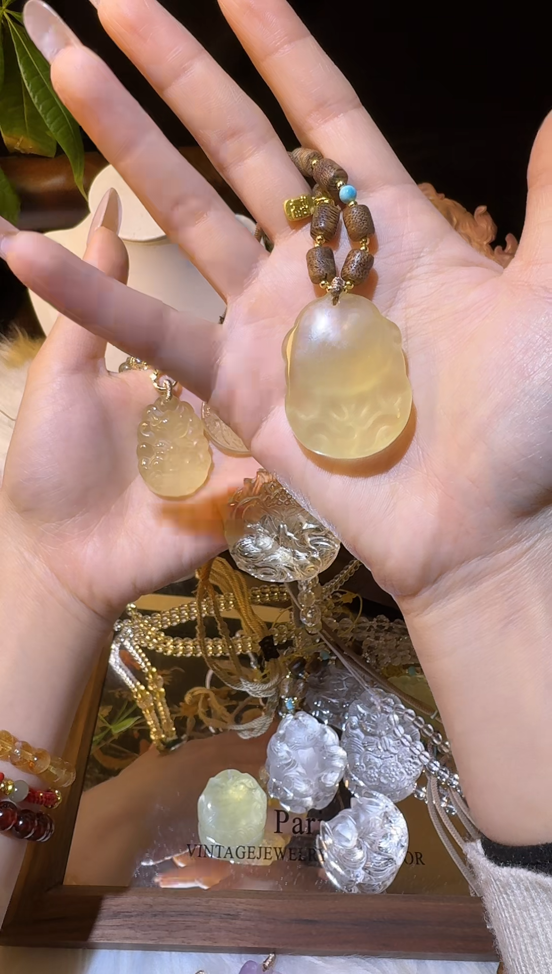 吊坠(不含链)未镶嵌水晶沉香木黄水晶蹲蹲狐