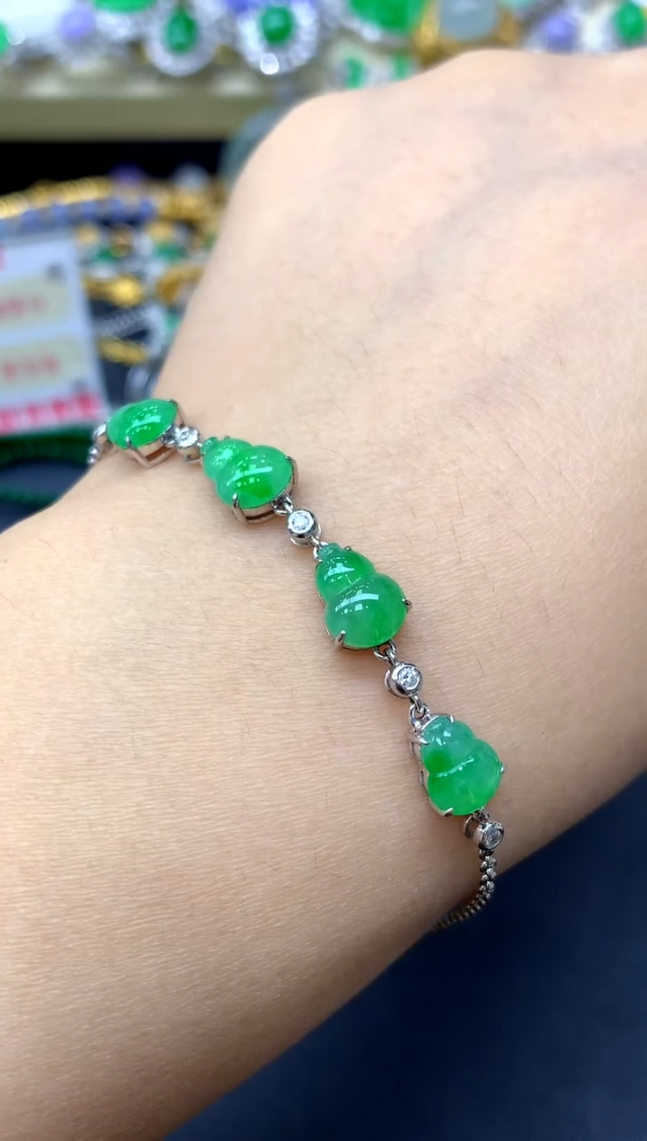 18K金镶嵌手链翡翠310-中国好珍宝