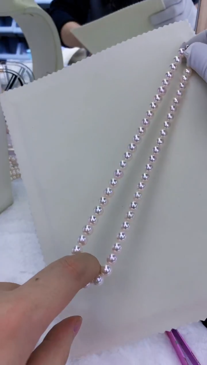 银S925镶嵌饰品海水珍珠7-8满珠链