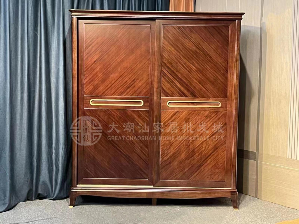 二门单层推拉衣柜 （新02 带灯款）实木材质 家用简约大气新中式