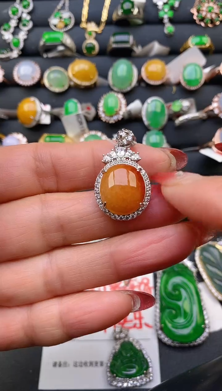 【闪购商品】翡翠戒指银S925镶嵌天然A货翡翠1