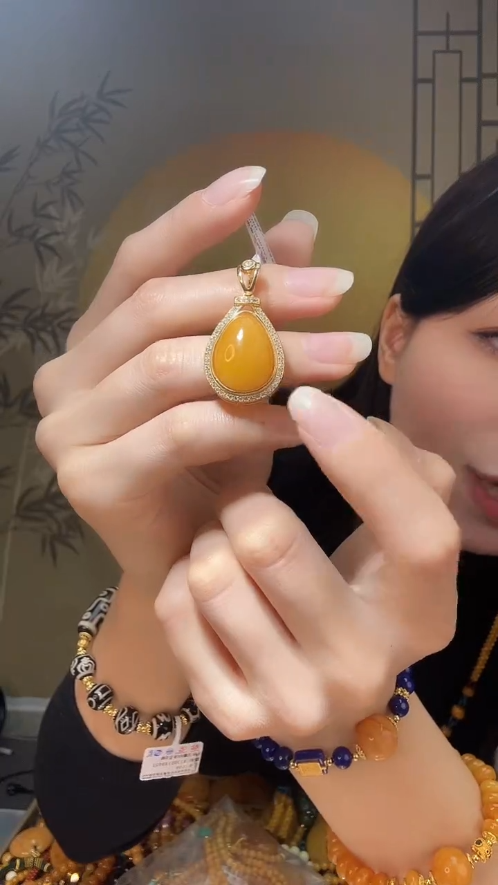 【闪购商品】琥珀裸石银S925镶嵌K6004天然蜜蜡