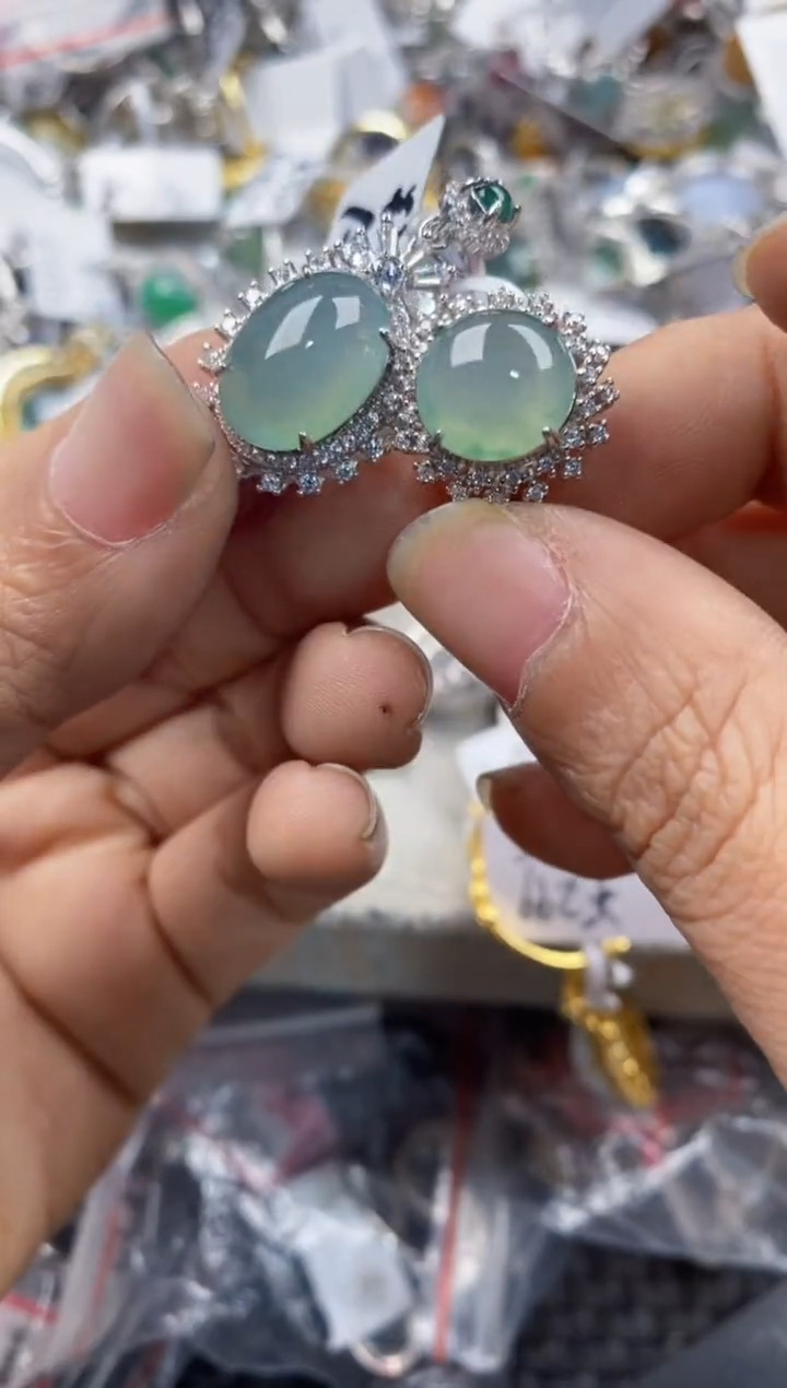 银S925镶嵌戒指翡翠6666----6