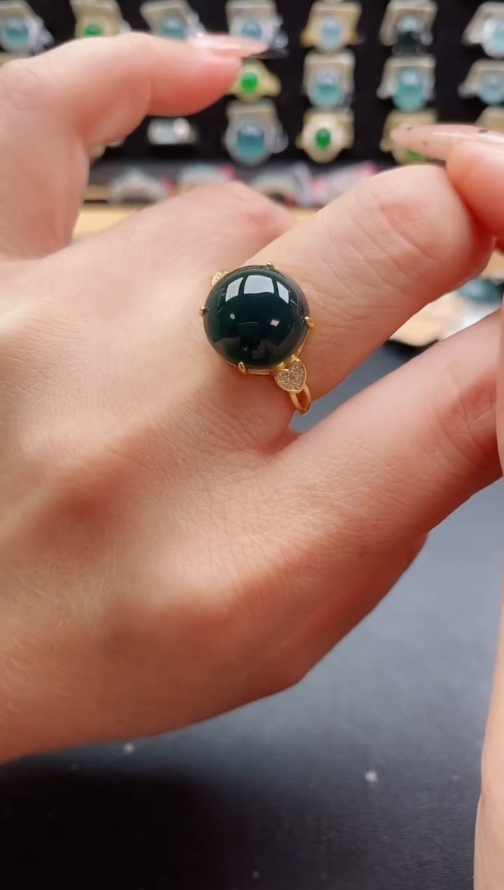 银S925镶嵌戒指翡翠1