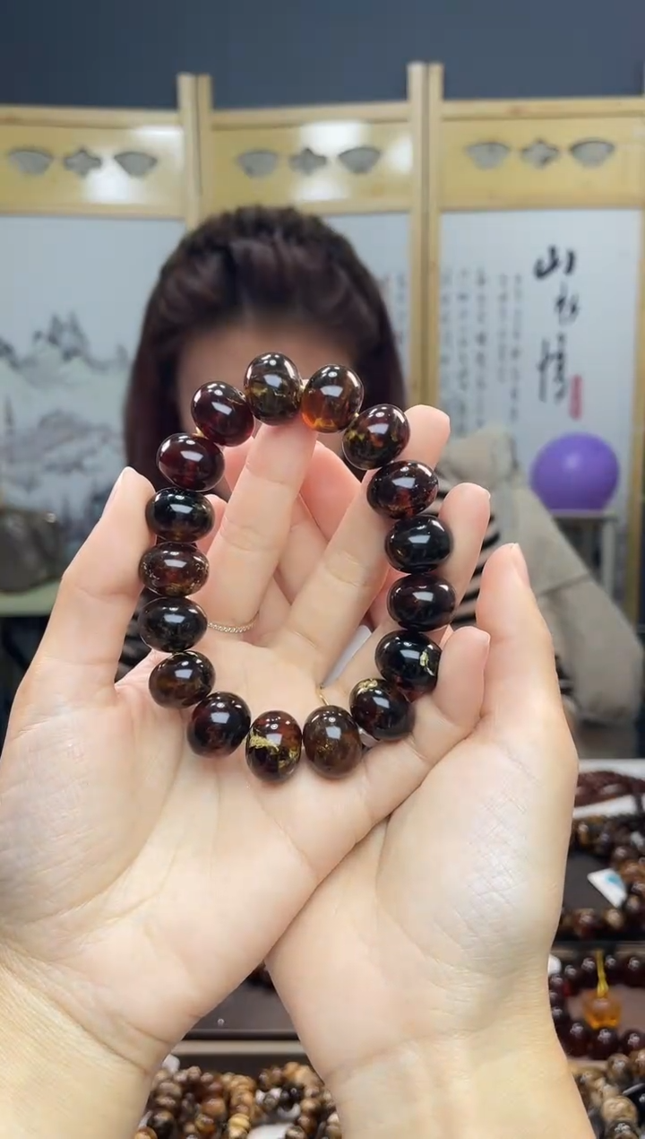 【闪购商品】琥珀裸石未镶嵌15+火翳王手串