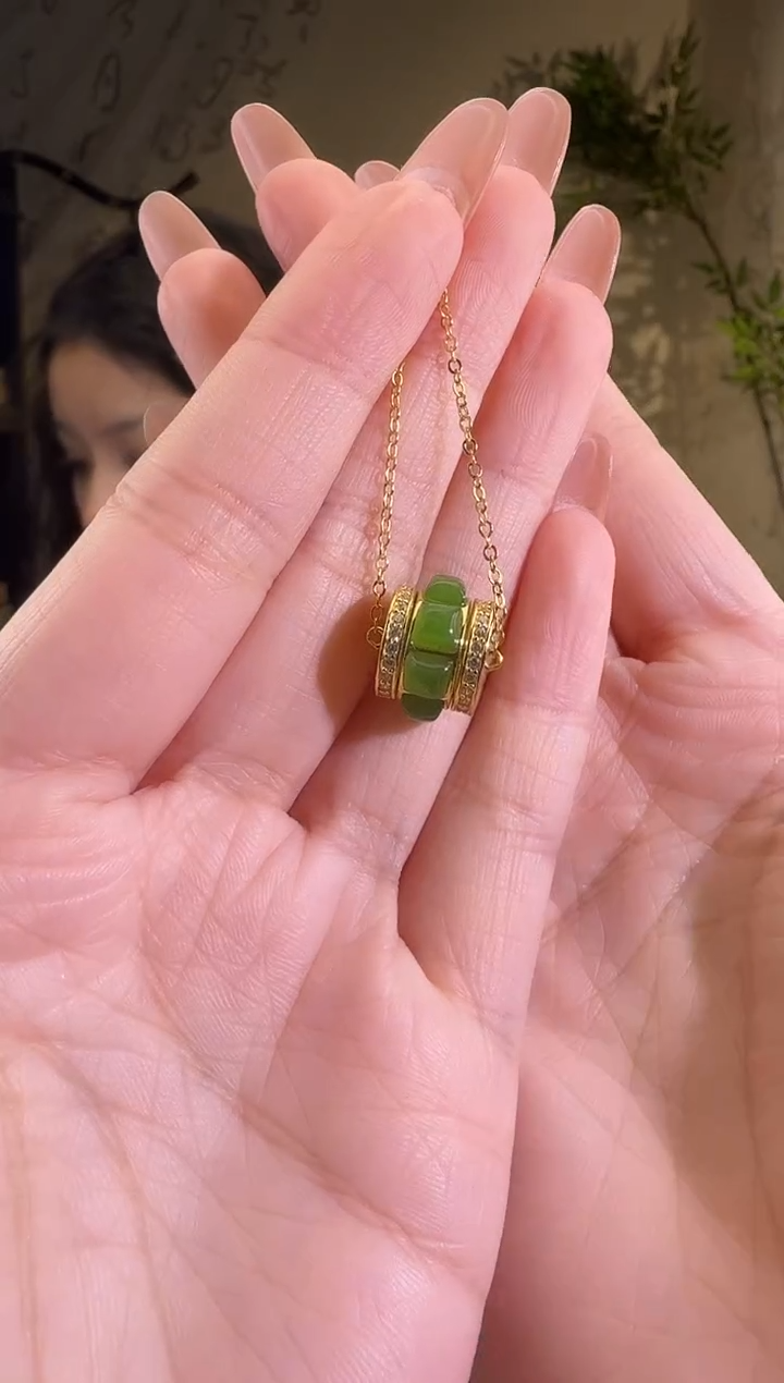 【闪购商品】和田玉颈饰银S925镶嵌吊坠赠链