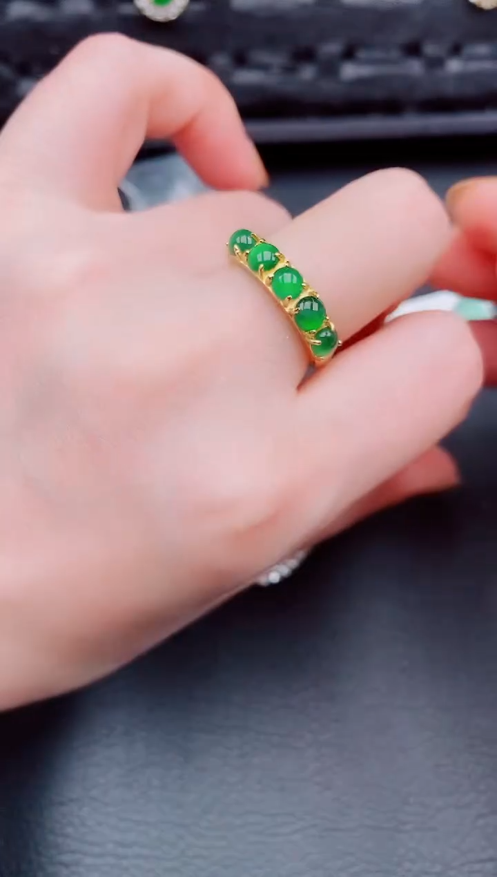 【闪购商品】翡翠戒指银S925镶嵌天然a货翡翠539