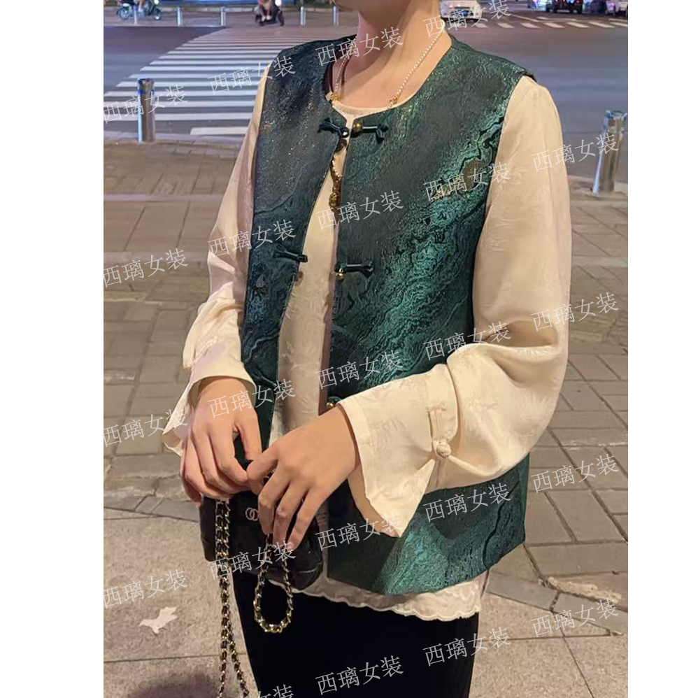 【只此青绿】秋季马夹新中式国风马甲女士高级感坎肩复古宽松