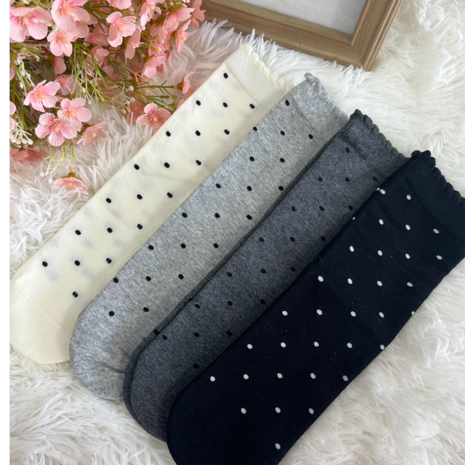 [蔓小棉014]中筒袜公主风波点时尚洋气四季袜四双装