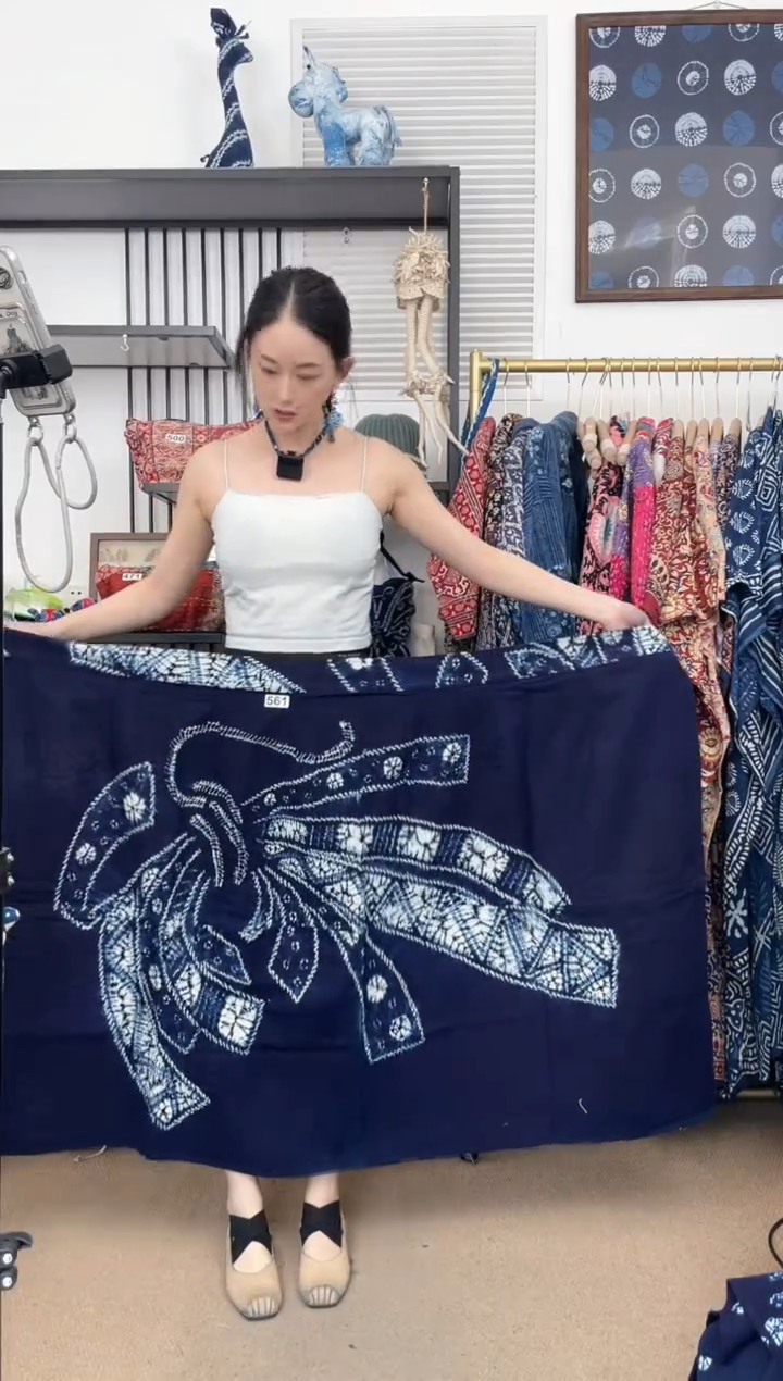 【闪购商品】561古法蝴蝶结扎染裹裙85cm