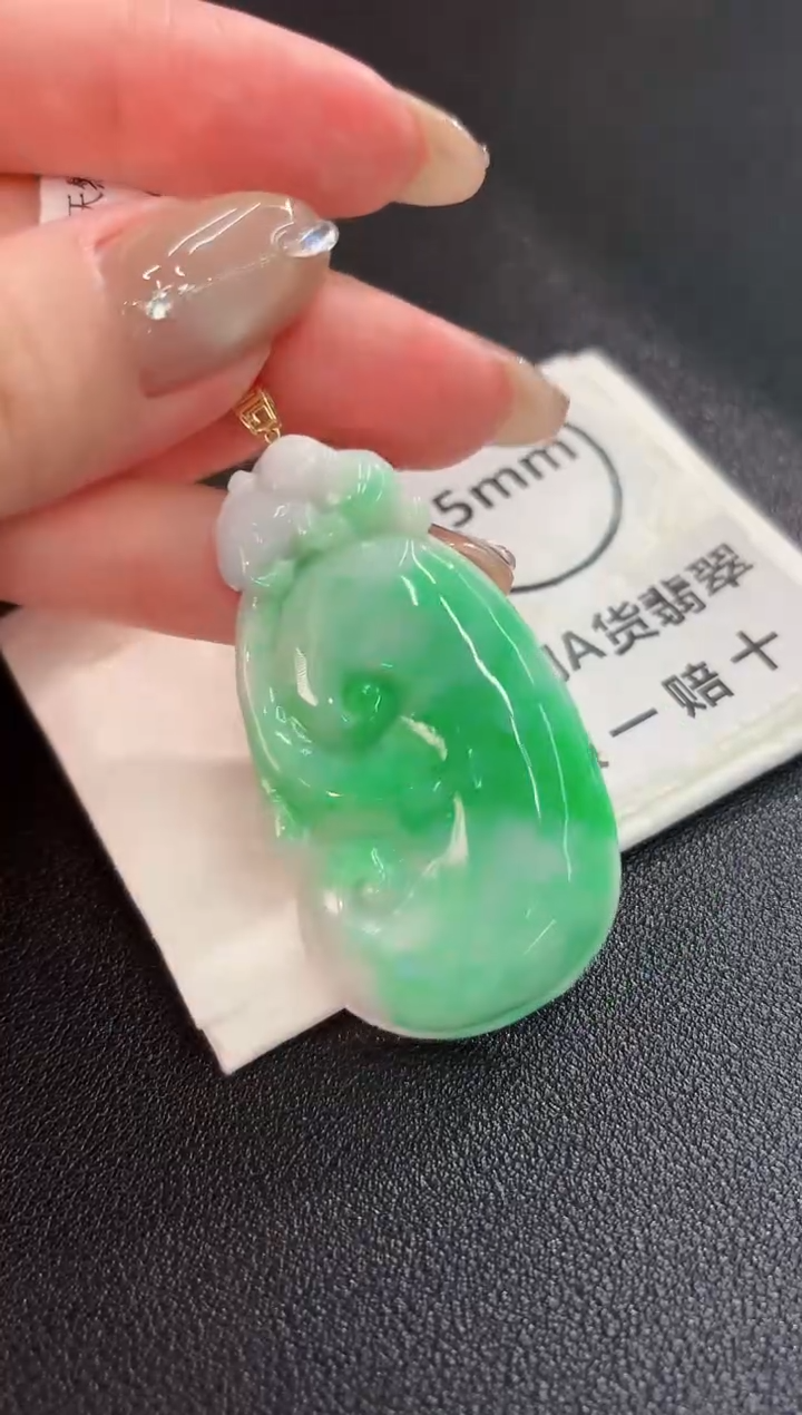 翡翠18K金镶嵌颈饰 缅料A货/支持复检/一件