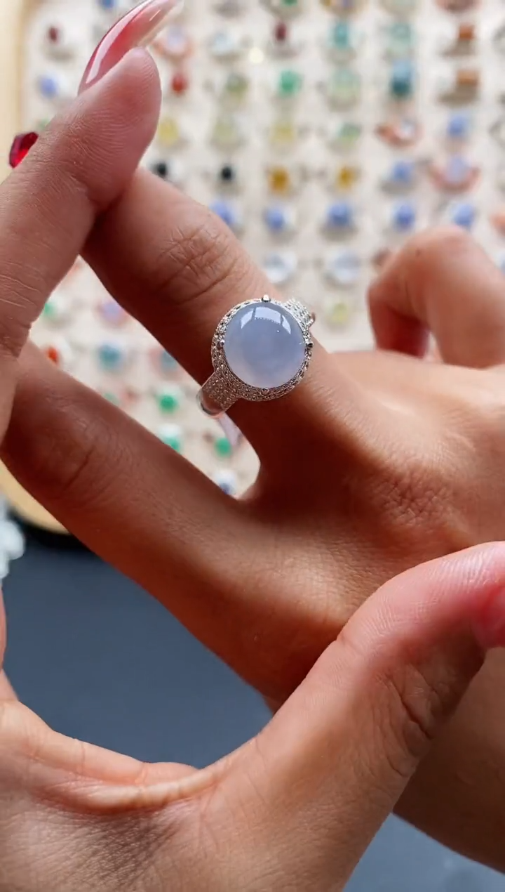 【闪购商品】翡翠戒指未镶嵌缅甸天然A货翡翠444 8+2