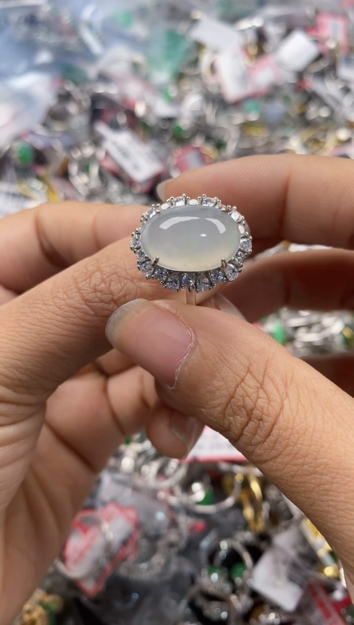 银S925镶嵌戒指翡翠555                3