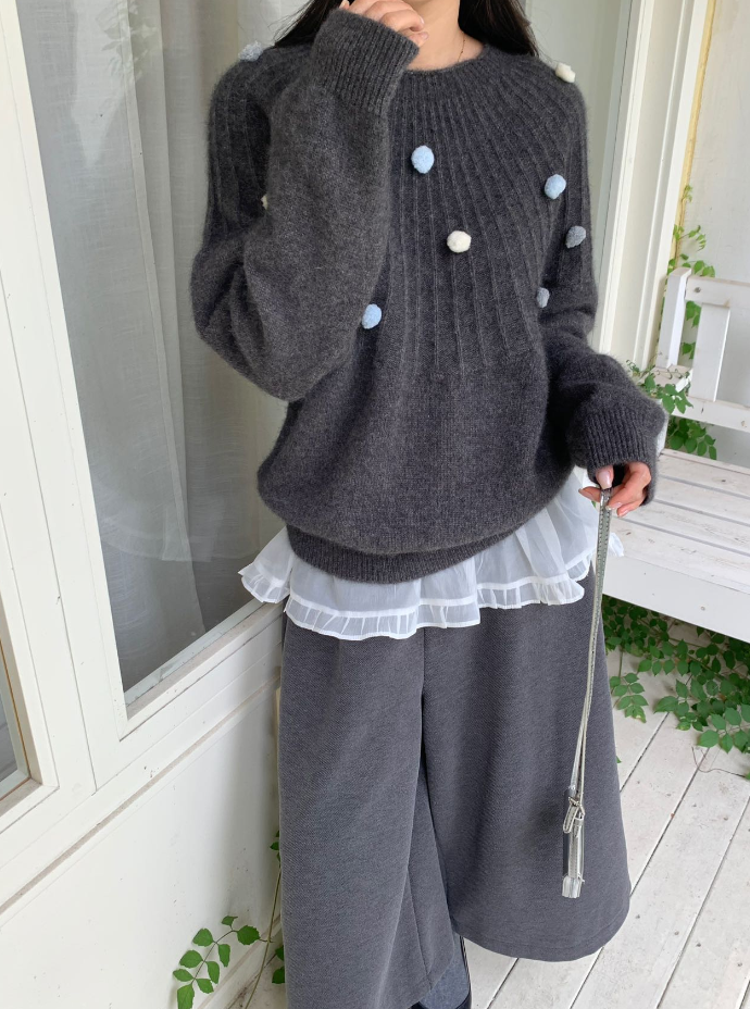 【ZXZ】18953 韩系秋冬新款韩版百搭圆领套头宽松毛衣