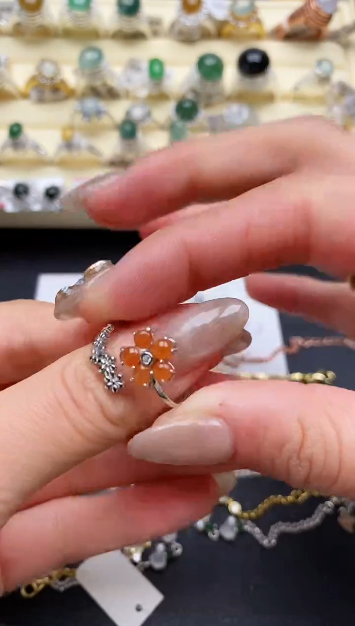 【闪购商品】翡翠戒指银S925镶嵌缅甸翡翠4   2+10