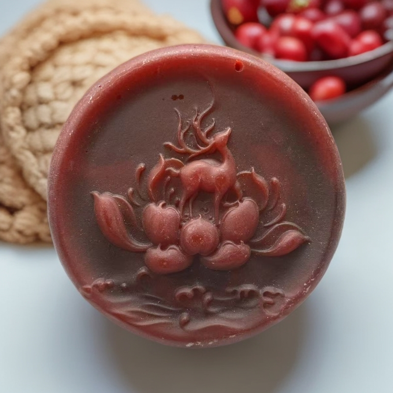 【喜子】深红蜡雕刻圆牌吊坠-QW3179多样性发一条