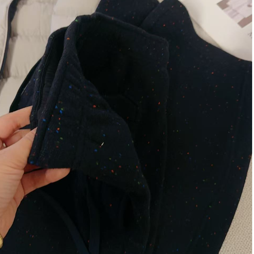 GRACE GARDEN【花纱裤！710g+！】松紧腰抽绳花纱加绒休闲裤XXK5L2502