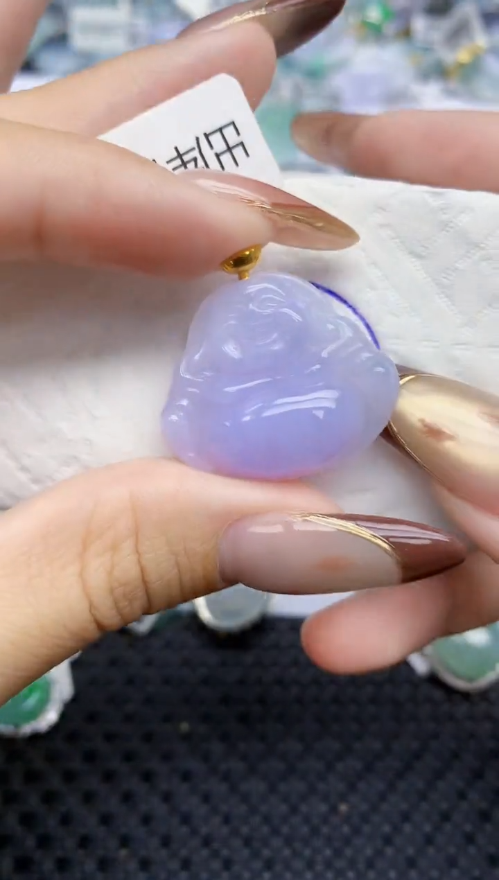 颈饰18K金镶嵌翡翠24   天然翡翠A货  百元以上9米证书费自理