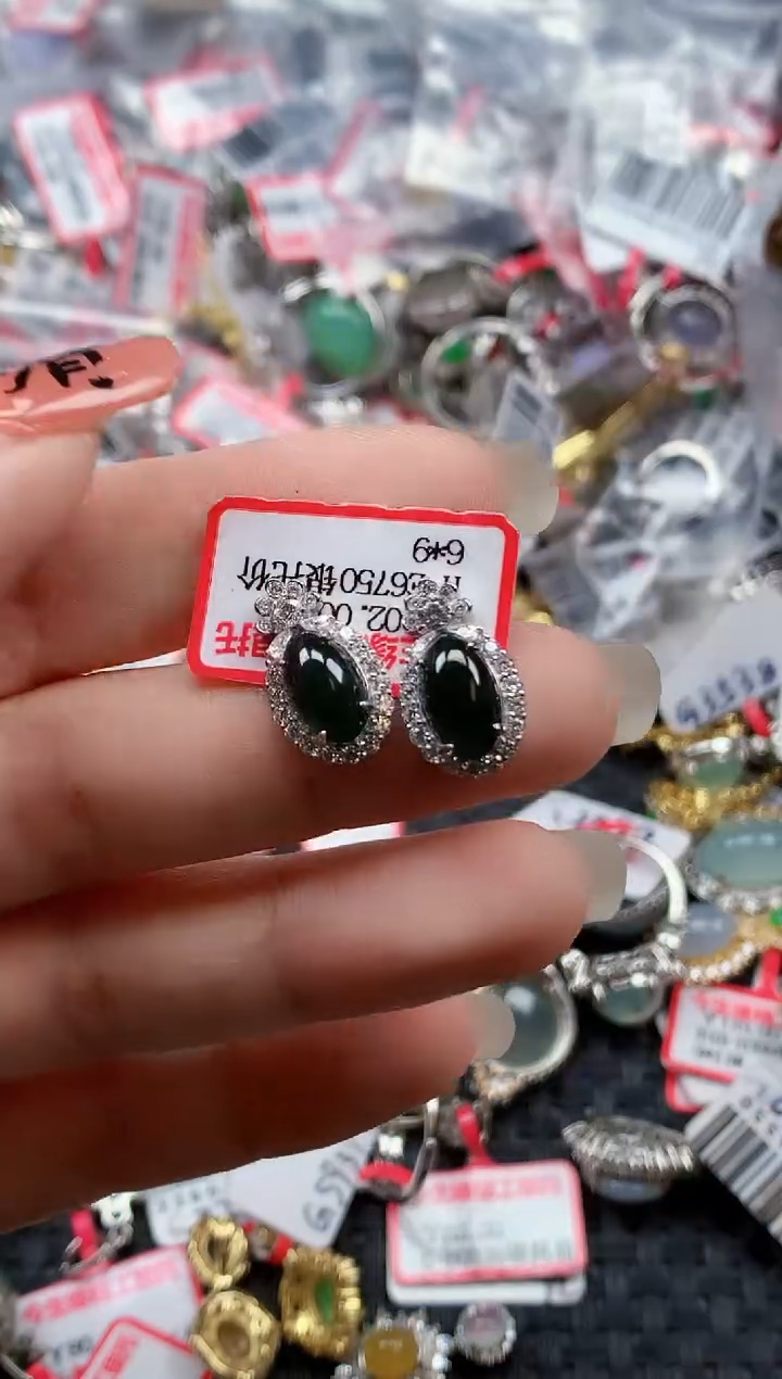 银S925镶嵌戒指翡翠天然A货缅甸翡翠