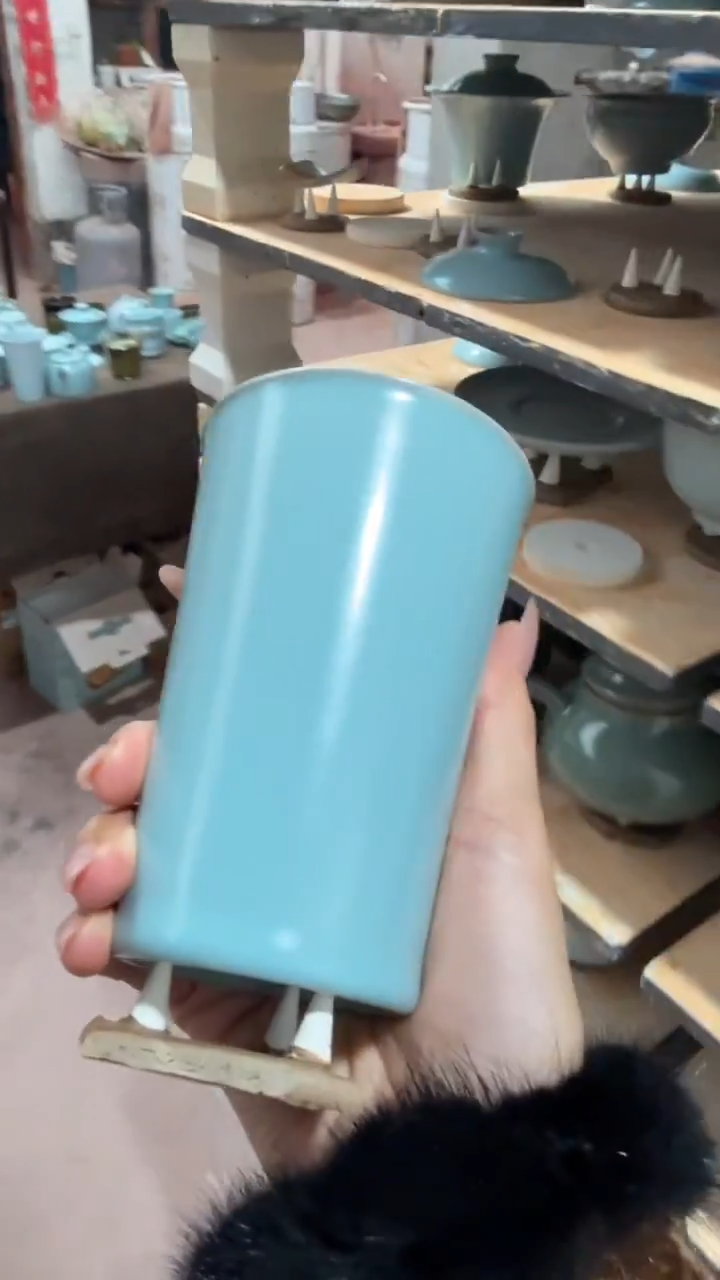 杯仿古天青纯手大可乐杯微瑕