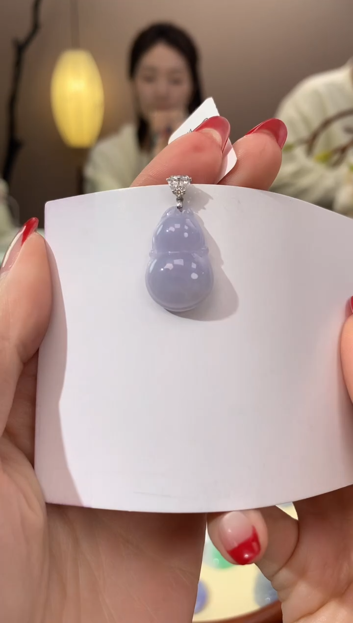 【闪购商品】翡翠颈饰18K金镶嵌天然缅甸a货翡翠