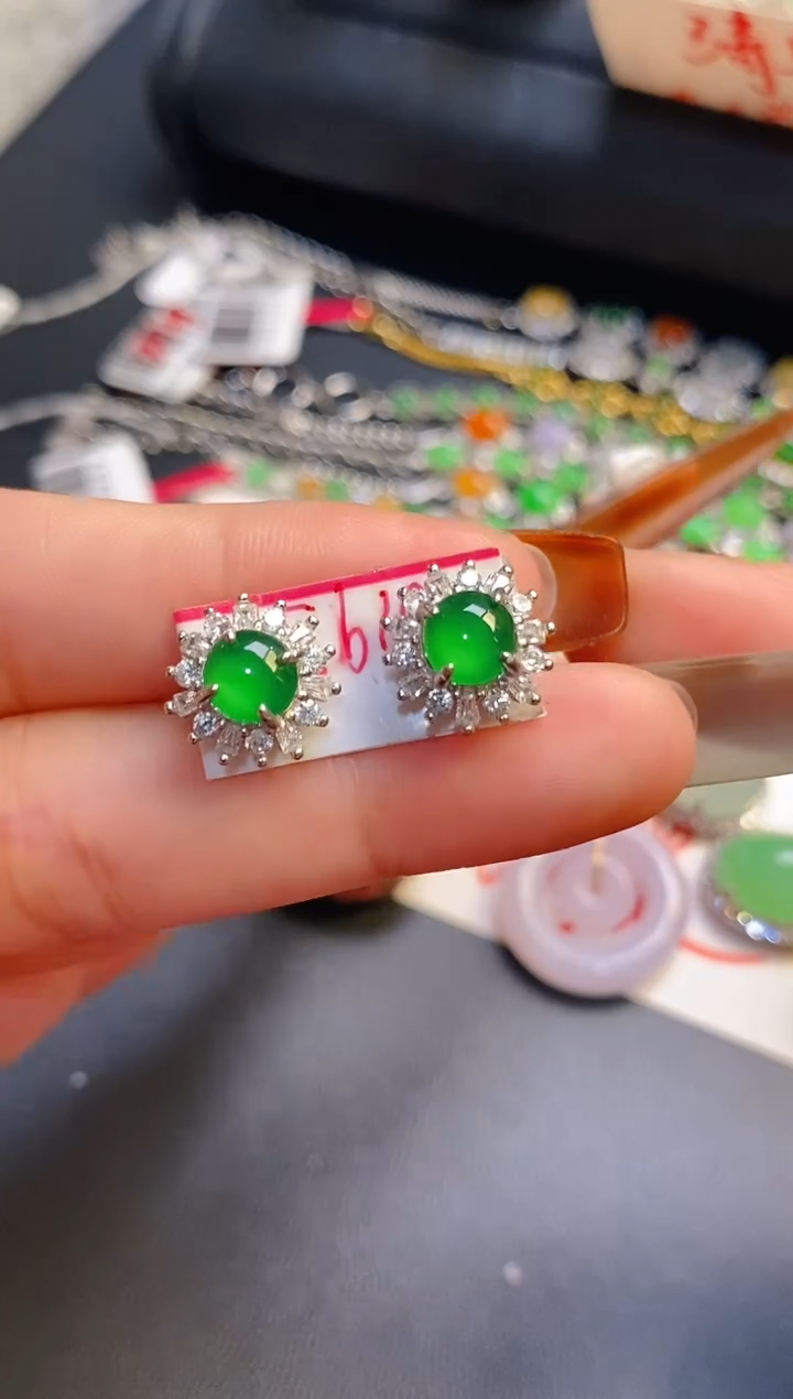 银S925镶嵌戒指翡翠天然