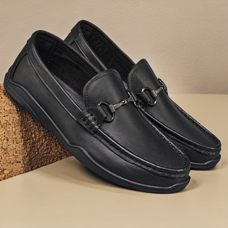 新款头层牛皮软皮软底真皮豆豆鞋男士舒适休闲懒人一脚蹬驾车男鞋