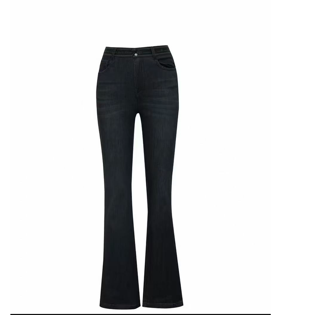 GIRDEAR/哥弟牛仔裤性感风高腰百搭女装时尚微喇叭加绒1100462