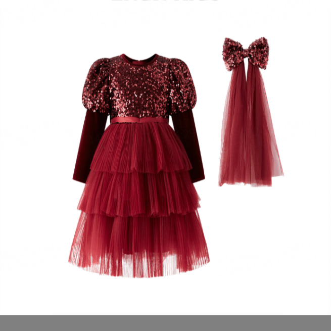 【恩姐定制】C女童蕾丝连衣裙甜美网纱裙EN2567