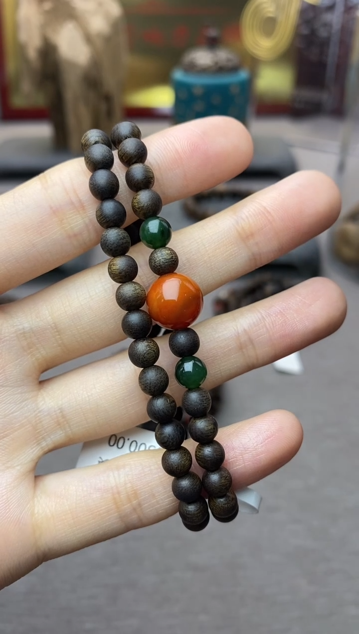 【闪购商品】沉香手串越南顺化紫棋糖结料0.5双圈沉水＋配饰