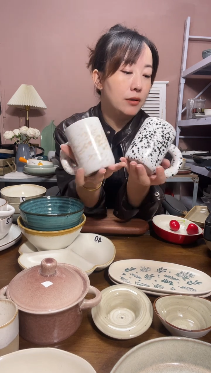 陶瓷微瑕（2个装）泼墨杯子