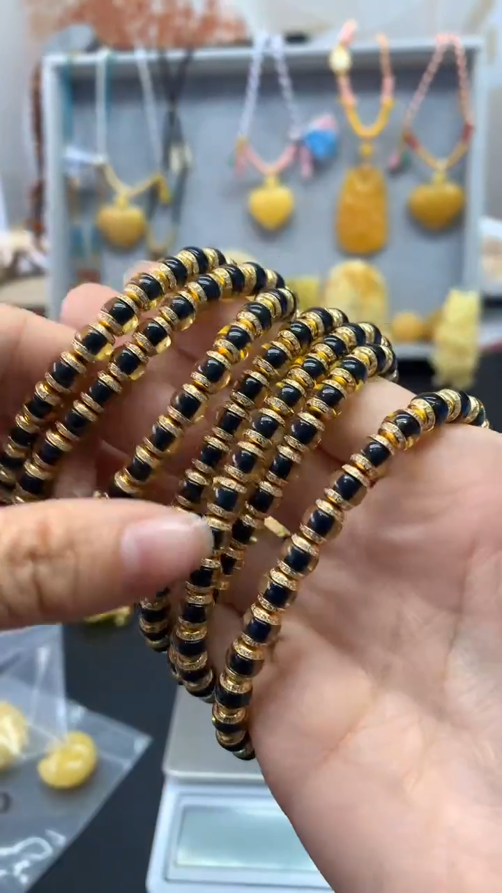 【闪购商品】琥珀珠宝奇石银S925镶嵌52多样性发其一手串