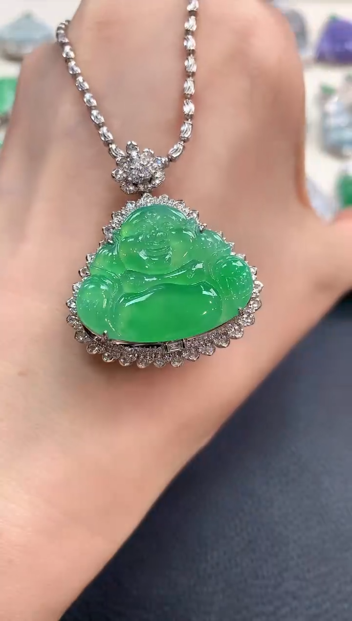 【闪购商品】翡翠吊坠(不含链)18K金镶嵌n87       