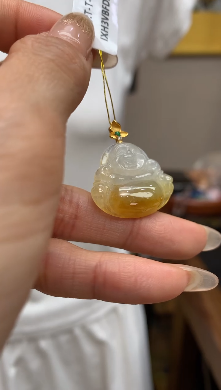 【闪购商品】翡翠颈饰18K金镶嵌佛公