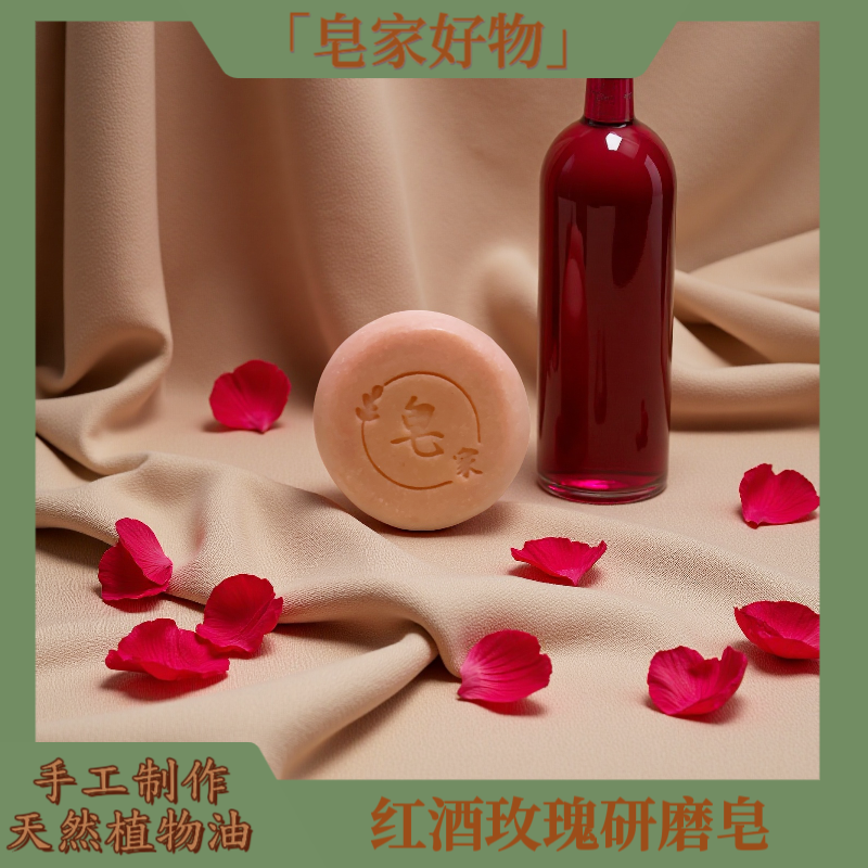 红酒玫瑰研磨皂天然植物手工制作清洁
