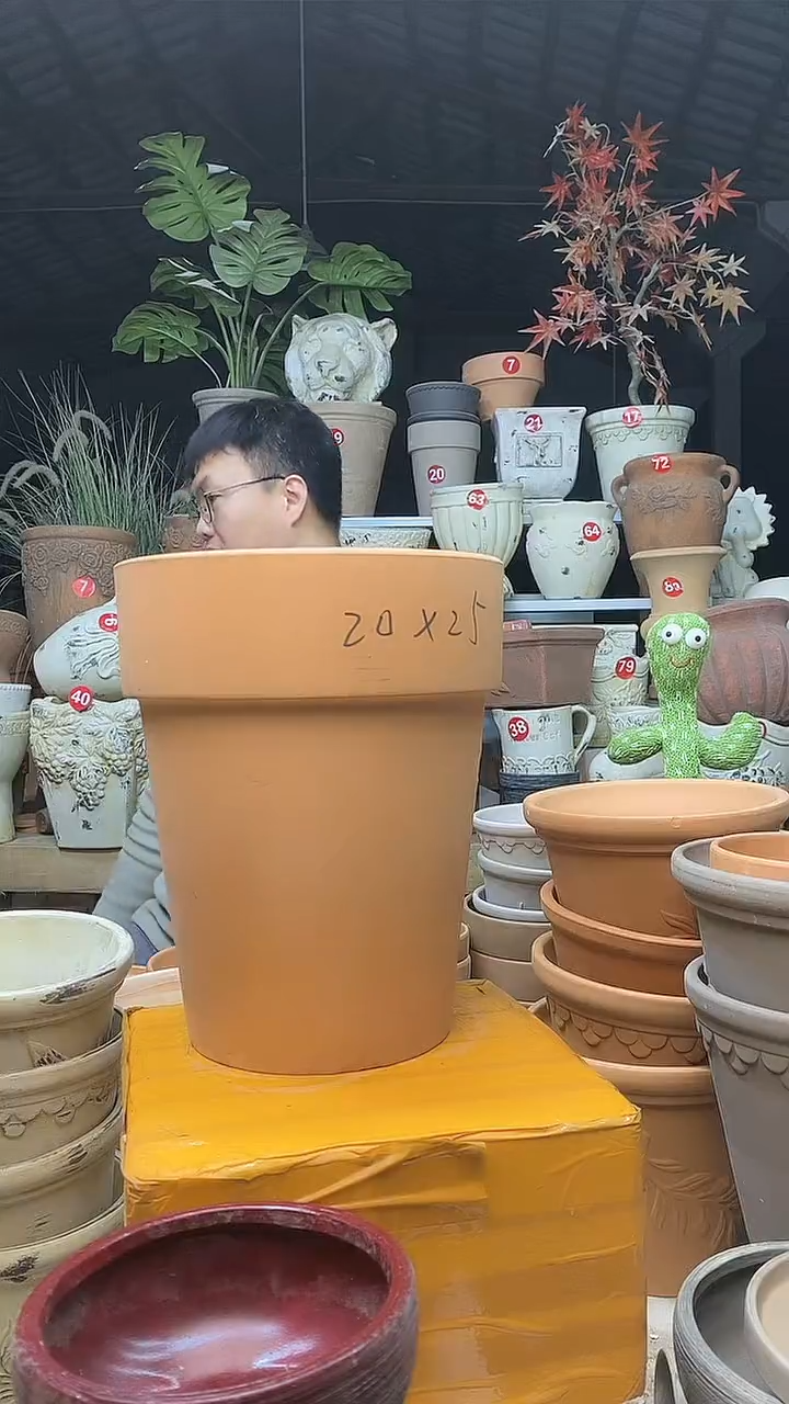 【闪购商品】缸3个20*25红陶反比例无托