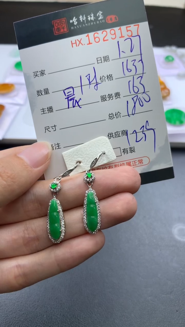 【闪购商品】翡翠挂件未镶嵌哈轩 耳饰一对