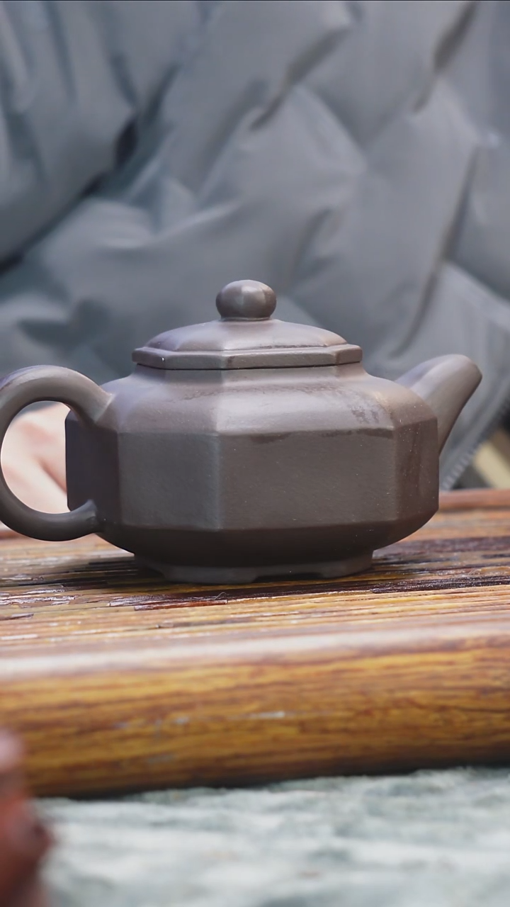 茶壶紫砂老紫泥八方器