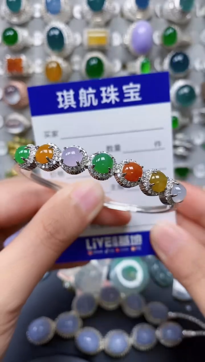 【闪购商品】翡翠手镯银S925镶嵌0144