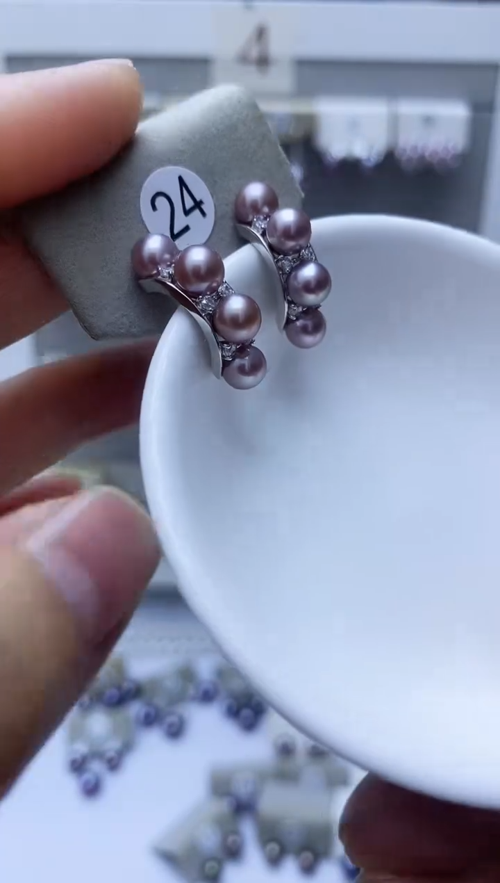 【闪购商品】淡水珍珠耳饰银S925镶嵌24