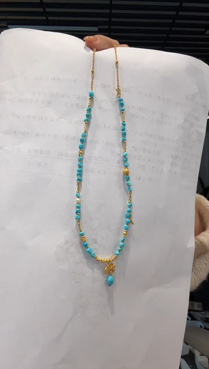 银S925镶嵌绿松石颈饰 澄慧绿松石随型蝴蝶项链 3918多样性发一件